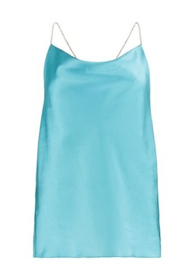 Hailys satin top Maya with glitter straps in the color aqua