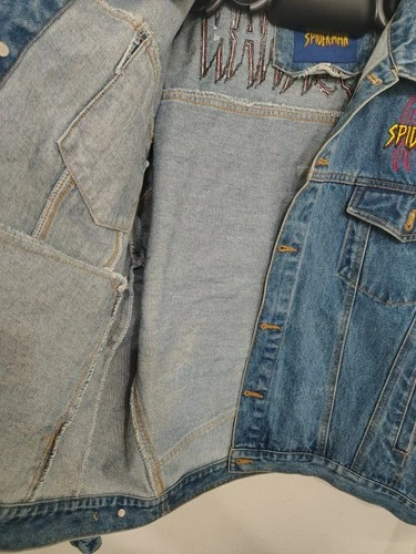Y2K Spiderman Denim Jacket Vintage 2002 Size XL Marvel Comics image 15
