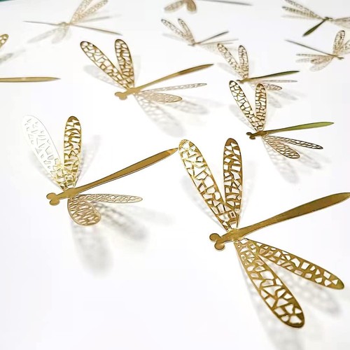 60 Pieces 3D Dragonfly Wall Sticker Metal Dragonflies Gold - Picture 7 of 7