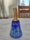 Vintage Murano Glass KB Made In Italy Cobalt White & Gold Glass Bell