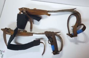 Vintage BUCKINGHAM Tree Pole Climbing Spikes No 9647 Adjustable & Leather Straps