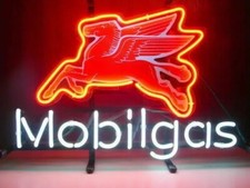 Mobilgas Pegasus Horse Mobil Gas Oil Fuel Neon Sign 14"x10" Light Lamp Decor LE