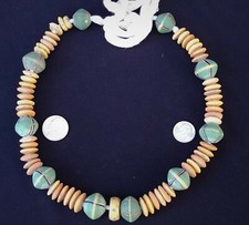 VENETIAN BEADS - KING BEADS - YELLOW GLASS HEBRON COUSIN BEADS
