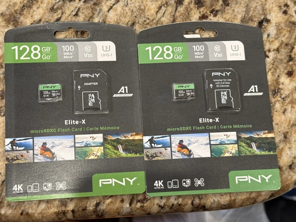 PNY 128GB Premier-X Class 10 U3 V30 microSDXC Flash Memory Card 2-Packs NEW - Image 2 of 4