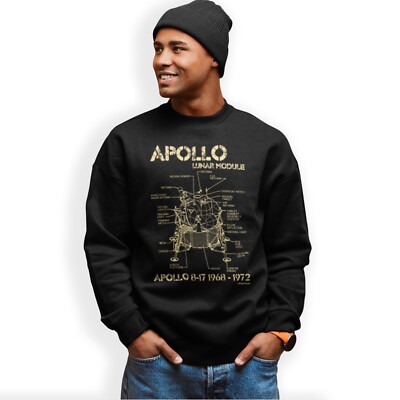 Apollo Mondmodul Blaupause Sweatshirt Mondlandung Fahrzeug