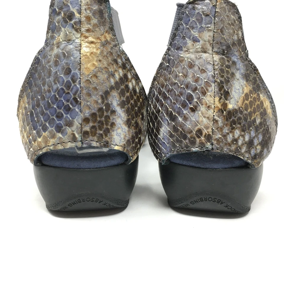 Sandalias Munro Americanas Zapatos Mujer Talla 7.5 Beige Azul Cuero Serpiente Gladiador Foto 4 de 4