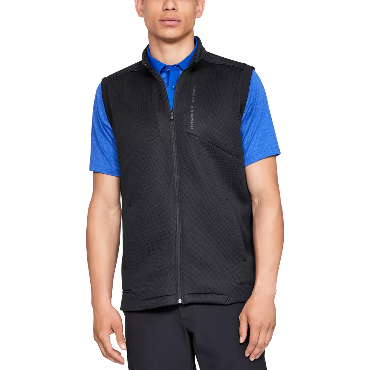 Under Armour Vest Mens Blue Sleeveless Full Zip Golf Storm Daytona
