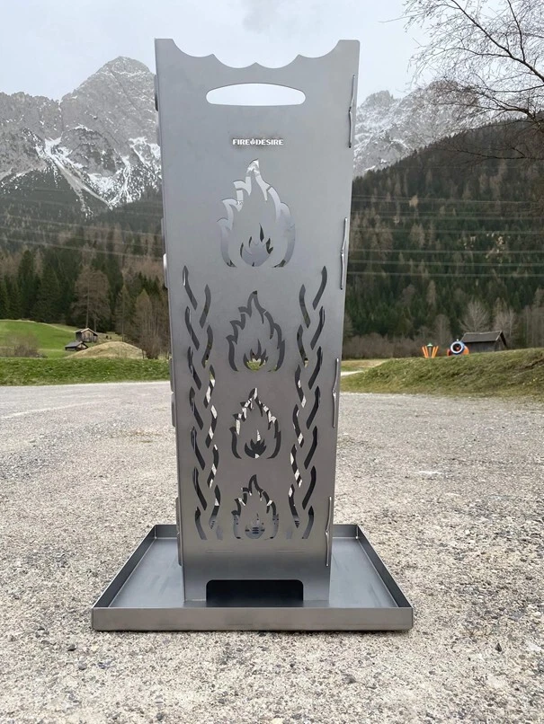 Cesta de fuego FireDesire 80 cm + placa de parrilla, tonel de fuego, bandeja de fuego, tonel de barbacoa - Imagen 4 de 4