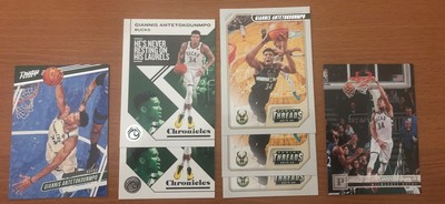 2019-20 Panini Chronicles Giannis Antetokounmpo Lot (7 Cards) Prestige, Threads+