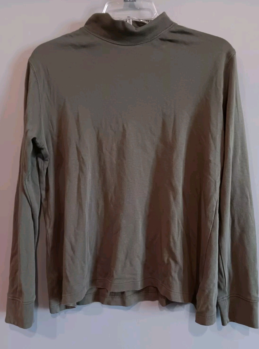 Lands End Olive Green Relaxed Fit Long Sleeve Turtleneck T-Shirt Size Small