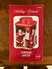 2 Coca-Cola Vintage Holiday Portraits Collectable Stoneware Canister
