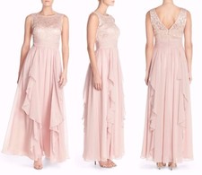 NWT $218 Eliza J Sequin Lace & Chiffon Gown in Blush Pink [SZ 14] #N747