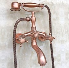 Antique Red Copper Wall Mounted Clawfoot Bath Tub Faucet Hand Shower Ptf801