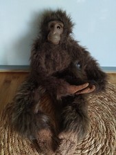 Peluche doudou singe marron scratch tête caoutchouc longues bras jambes vintage
