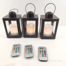 Home Reflections S/3 Mini Lanterns with Remote & Gift Boxes Bronze Color
