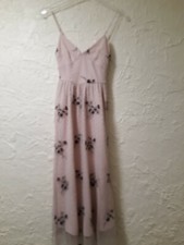 H&M Ladies Pink Spaghetti Strap Overlay Floral Dress Size 2 NEW TAG RARE $99.99