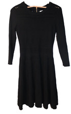 Eliza J Black Skater Dress Size Medium Long Sleeve Stretch (76)
