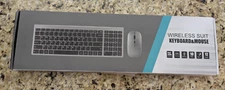 Wireless Keyboard and Mouse Combo Full Size Slim Thin Silver + White
