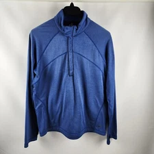 REI Shirt Mens Large Blue 1/2 Zip Base Layer Pullover Logo