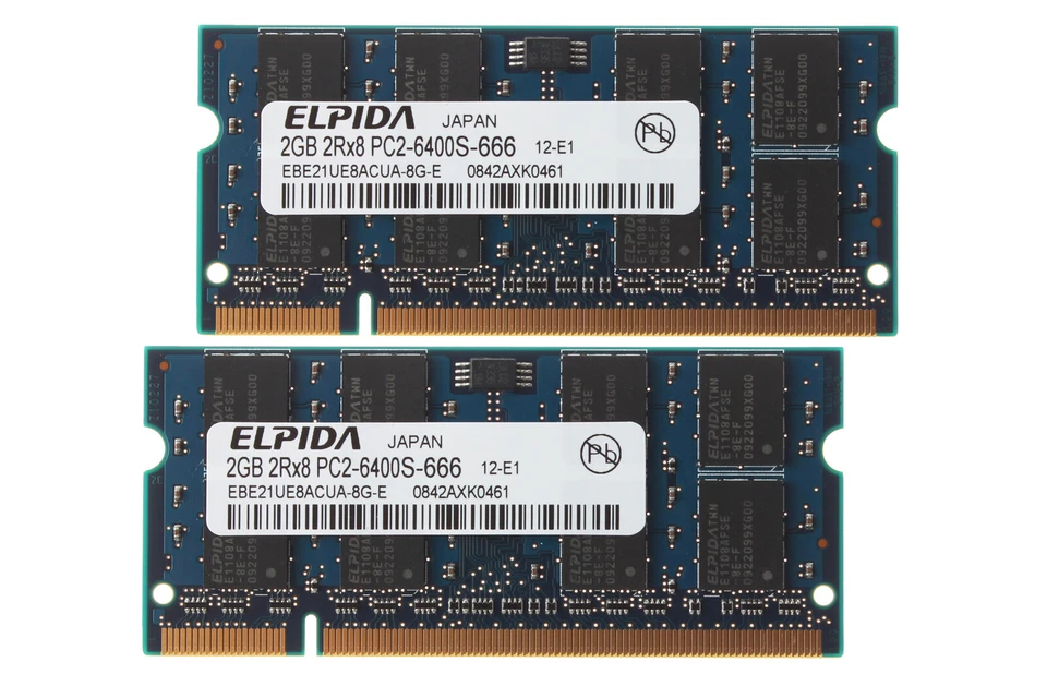 Elpida 8 GB DDR2 RAM 4x 2 GB 800MHz 800 PC2-6400S 200PIN SODIMM Laptop Memory - Image 4 of 4