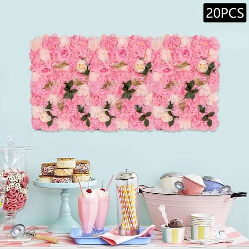 60x40cm 20 Stück Künstliche Blumenwand Rose Wand Panel Blumen Wandpaneele Dekor - Bild 3 von 20