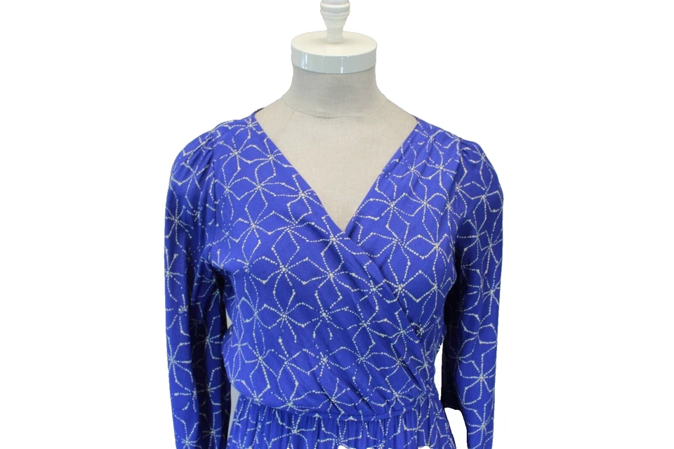 Nuevo Vestido Plenty by Tracy Reese Imitación Envolvente Azul Midi con Volantes Talla Grande Foto 3 de 4