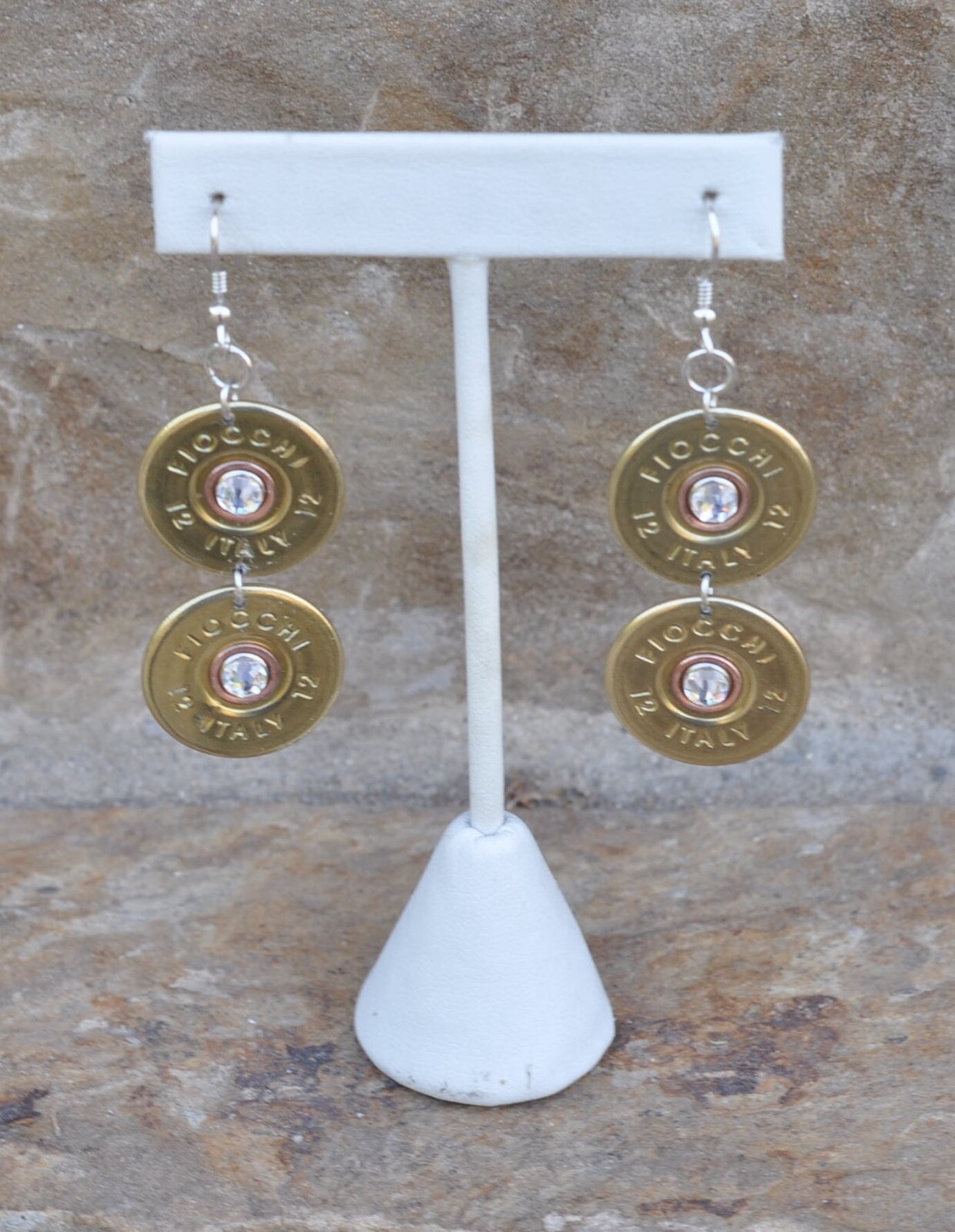 Fiocchi Italy Double 12 Gauge Shotgun Shell Bullet Earrings Sterling Ear Wires