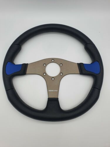 Momo Corse Devil 350mm Leather Steering Wheel Black with Blue insert
