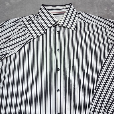 Eton Shirt Mens 15 3/4 40 Black White Stripe Herringbone Classic Fit  Business | eBay