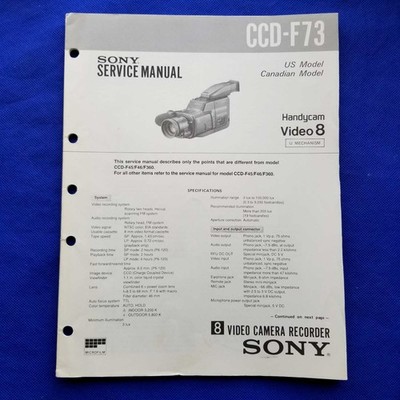 SONY CCD-F73 Service Manual Original Paper OEM Repair Guide - USA