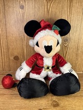 Disney Parks Mickey Santa Suit Christmas Plush Holding Head Ornament 18"