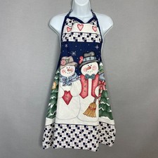 Holiday Apron Winter Christmas Snowman Country Twee Handmade Festive Cottage