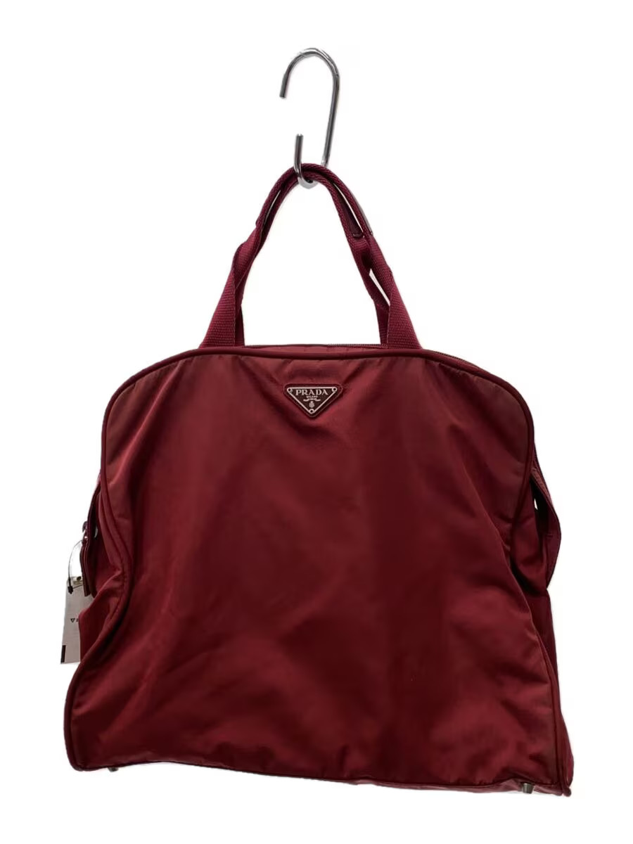 PRADA Tote Bag Nylon RED Solid Authentic Rare Exc… - image 1