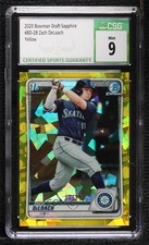 2020 Bowman Chrome Draft Sapphire Yellow 83/99 Zach DeLoach CSG 9 Mint 8k4
