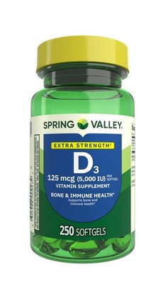Spring Valley Vitamin D3 Supplement Softgels - 5000iu (250 Count)