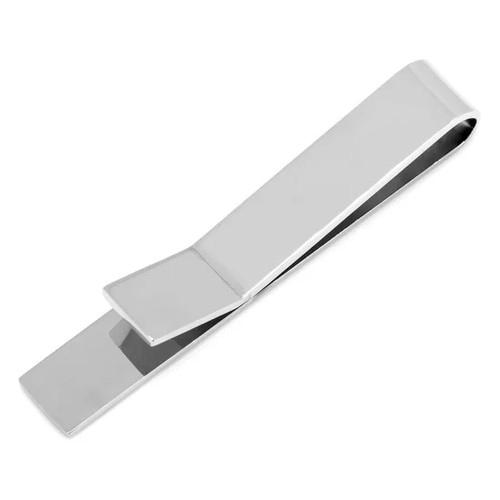 Stainless Steel Beveled Square Engravable Cufflinks and Tie Bar Gift Set - Picture 4 of 9
