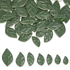 0.44LB Leaves Ceramic Mosaic Tiles for Crafts Bulk, for Home Decor, Green