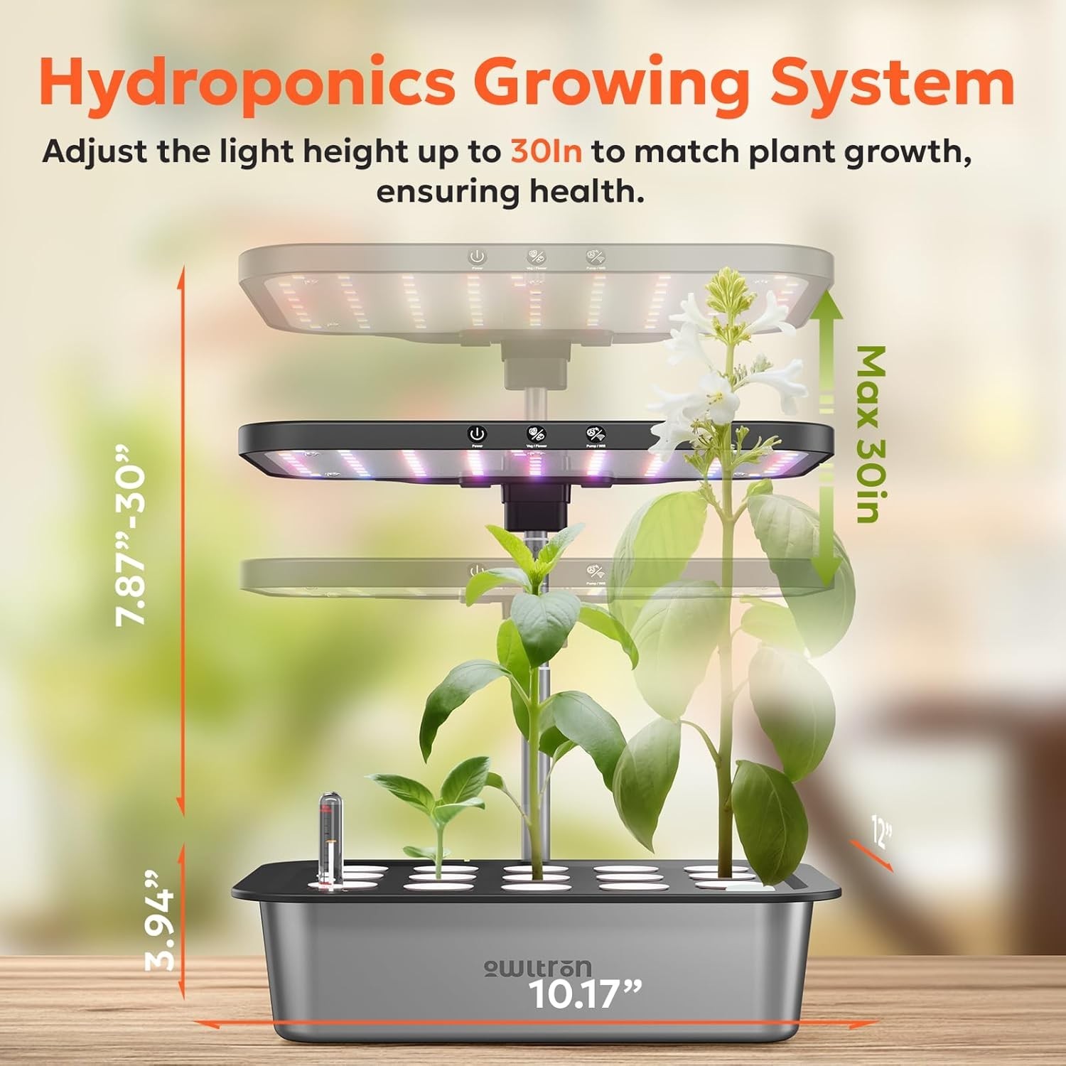Smart Hydroponics Growing System Kit,15 Pods Indoor Herb Garden with 36W LED Gro