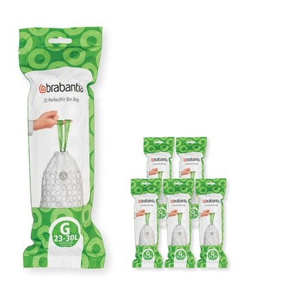Brabantia PerfectFit Trash Bags Size G/6-8 Gal Thick Plastic Trash Can Liners...