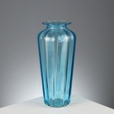 Vaso Vintage Vetro Soffiato Azzurro Murano Manifattura Auras Venezia Anni 80