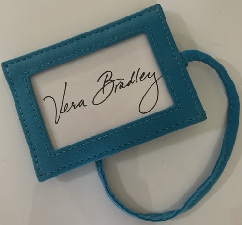 Vera Bradley Retired Rare Blue Microfiber Luggage Tag ID Holder Excellent