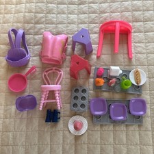 Mixed Lot Barbie Accessories 22 Total Items Kitchen, Furniture  Wearable Pcs