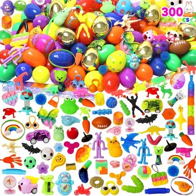 300 Pcs Prefilled Easter Eggs with Toys - Non-Candy Fillers for Egg Hunt, Party