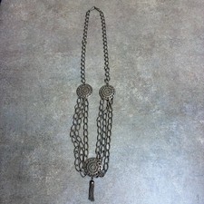 Vtg Multi-strand Medallion Chain Statement Necklace Or Boho Waist Chain Belt