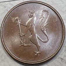 1974 Norway 5 Ore World Coin - KM# 415