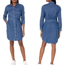 UNTUCKIT SIZE 18 Zara chambray Shirt Dress Regular Fit Long Sleeve Belted NWT