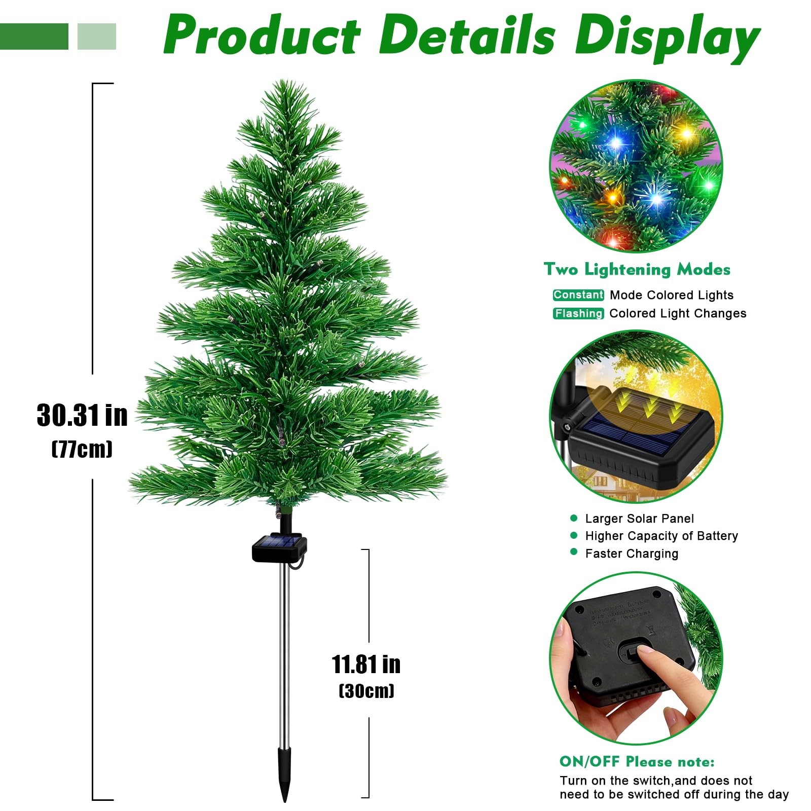 Tree House Side View Solar Christmas Tree Garden Stake 4 Pack Outdoor 4 Lights | eBay