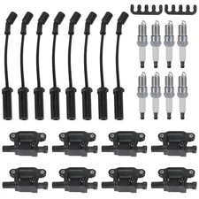 🔥 8PCS Square Ignition Coil+Spark Plug+Wires Fit For Silverado 1500 Tahoe GMC