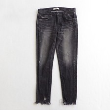 Moussy Vintage Diana Black Distressed Frayed Hem Skinny Jeans Made in Japan 27