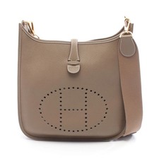 HERMES Evelyne 3 Troye PM Shoulder Bag Taurillon Clemence Gray-Brown Gold #RC518